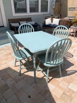 Coastal wood refinished dining set