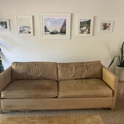 Real Leather Sleeper Sofa Couch 