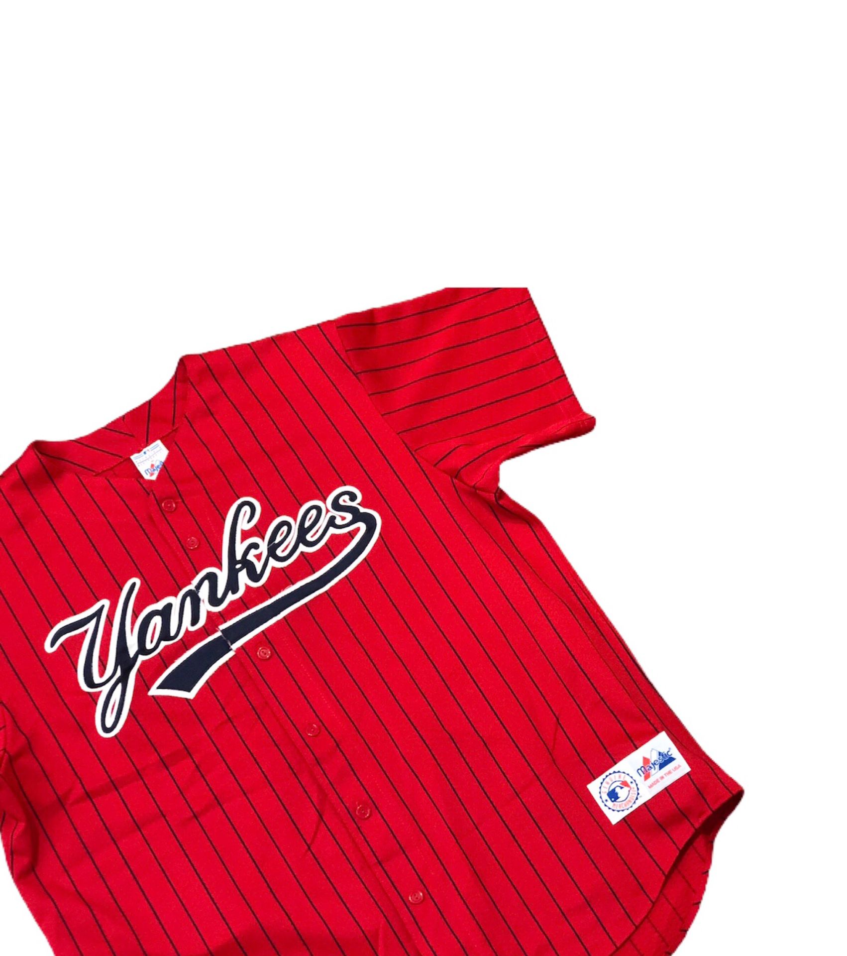 Vintage MLB 90s Majestic New York Yankees Pinstripe Red Baseball Jersey Sz  XXL for Sale in Tempe, AZ - OfferUp