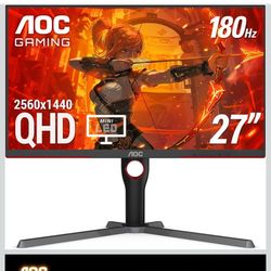 AOC Q27G3XMN 27" QHD Gaming Monitor, 2560x1440, Mini LED, 180Hz 1ms GtG, HDR 1000, sRGB137.5%, HDMI 2.0 x 1, DisplayPort 1.4 x1, Adaptive Sync, 3-Year