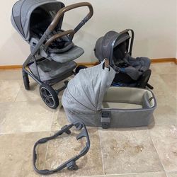 Nuna Mixx Stroller With Car Seat And Bassinet grey