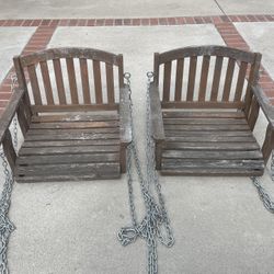 Wooden Porch Swings - Set of 2