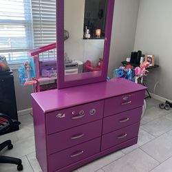 Kids Pink Dresser With Mirror 