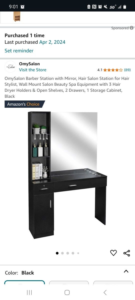 New Vanity/Hairstylist Station With Mirror