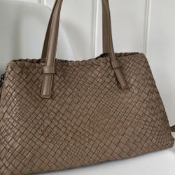 Falor Woven Intrecciato Leather Handbag 