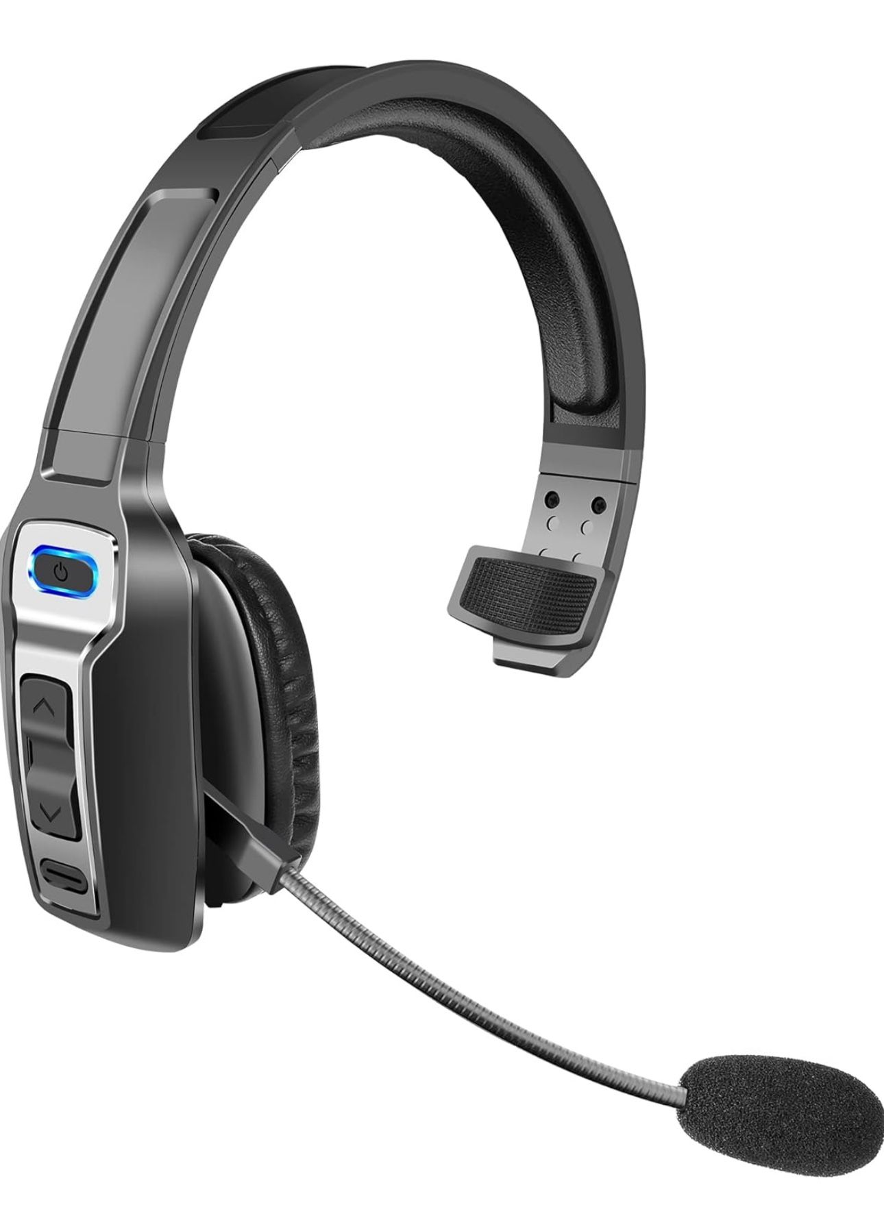 Trucker Bluetooth Headset, V5.2 Wireless Headset with Upgraded Microphone AI Noise Canceling, On Ear Bluetooth Headphone with Mute for Driver Office C