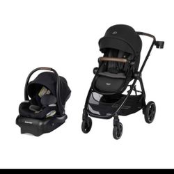 Maxi-Cosi Zelia  Luxe 5-in-1 Modular Travel System in New Hope Black(MISSING BASSINET)