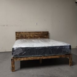 🔥Rustic Platform Bed includes mattress
