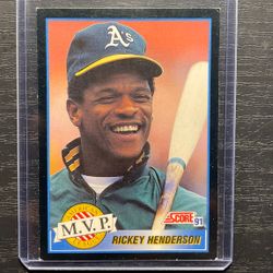 1991 Score 1990 MVP Rickey Henderson Baseball Card #875