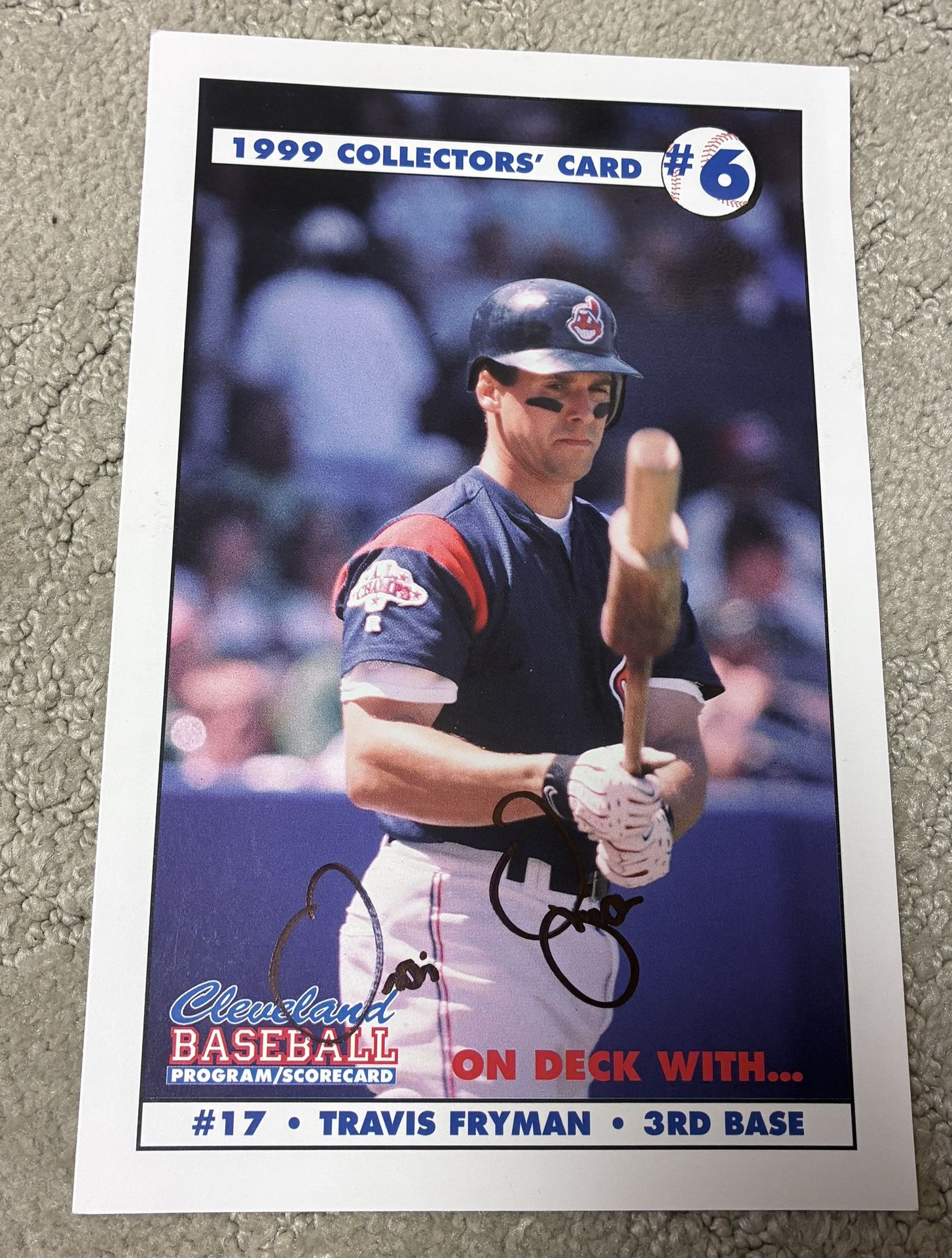 Autographed 1999 Travis Fryman Cleveland Indians Collectors Card #6