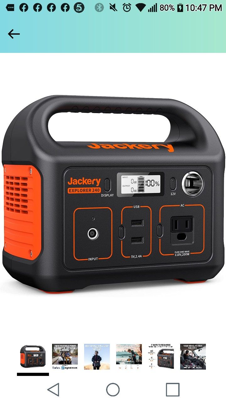 Jackery 240 Solar Generator Including 50W Solar Panel Çharger