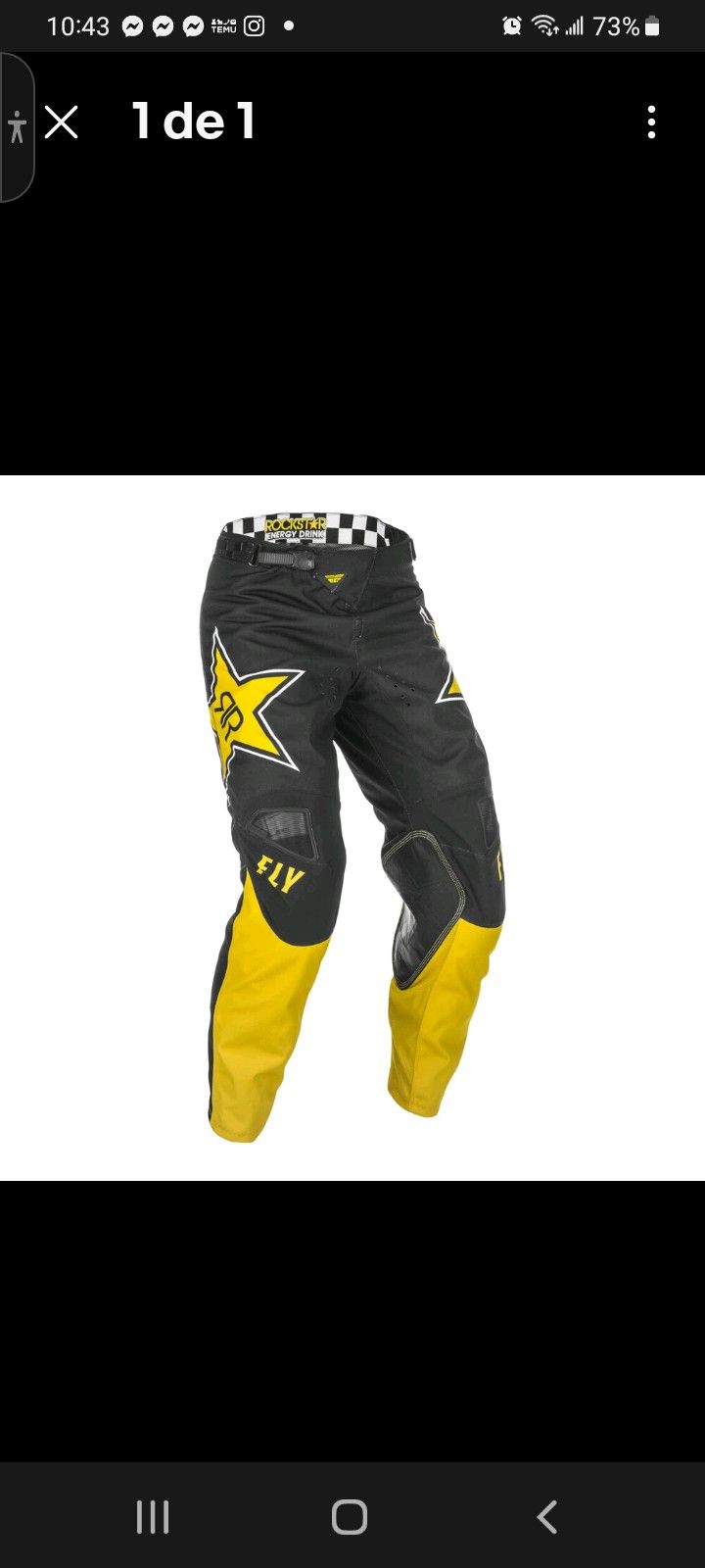 Fly Racing Kinetic Rockstar Black MX Motocross Off Road Pants Men's Size 36