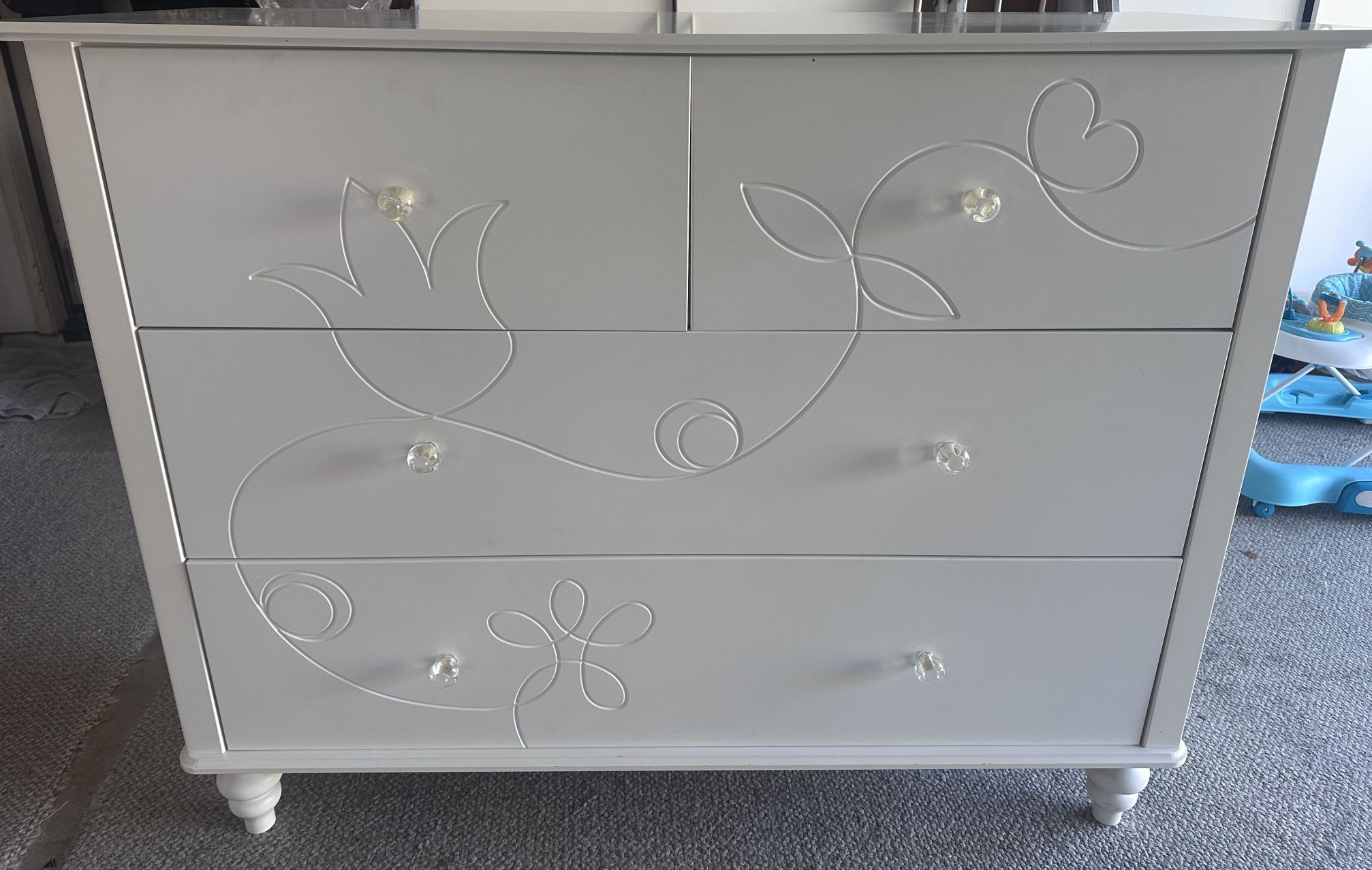 White Dresser w/ Flowers