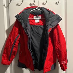 COLUMBIA Interchange Omni-Tech Bugaboo Windbreaker Winter Jacket Fleece Red and Grey, XXS (4/5)