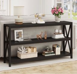 New 55” Console Entryway Table Sofa Table with Shelves, Black