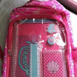 Sequin backpack with Mermaid School Supplies