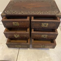 Antique Anglo Indian Brass Chest- 16”Lx10”Wx13”H