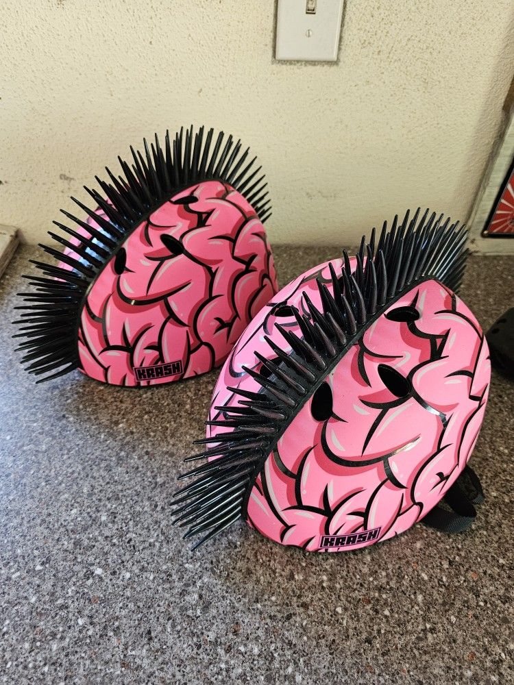 2 Matching Krash! Brainiak Bike Helmet In Pink.