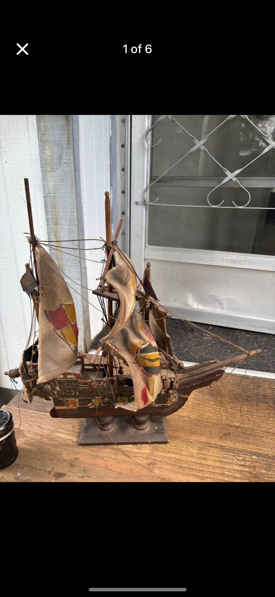 LOW PRICE MOVING- ANTIQUE 19c WOOD PIRATE SHIP
