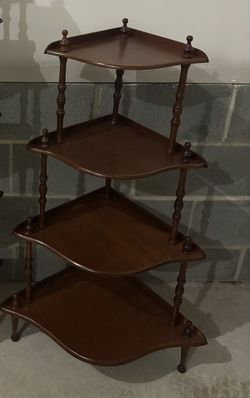 Vintage Corner 4-Tier Wooden Shelf