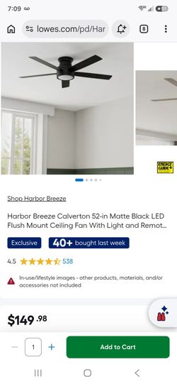 Harbor Breeze Calverton 52-in Matte Black Ceiling Fan