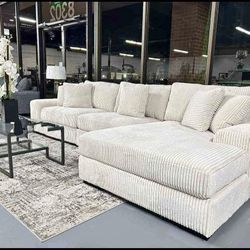 Brand New 🎁 Lindyn Ivory 3-Piece Plush Modular Sectional Couch by Ashley  🚛🚛Same Day Delivery 🚛 🚛 Easy Financing Approval 