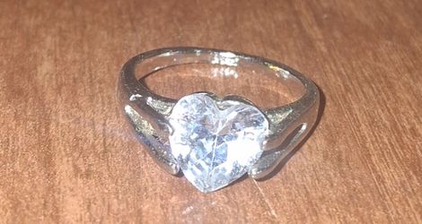 Silver Heart Stone Ring