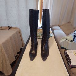 Helmut Lang 2000's Perforated Black Boots 