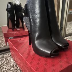 Black Guess Open Toe Boots - Size 6.5
