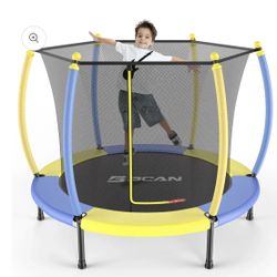 60'' Mini Trampoline for Ages 1 to 8 Kid with Enclosure Net - 5FT Toddler Trampoline For Indoor/Outdoor Use