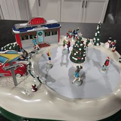 Vintage Mr. Christmas 50's Rock N Roll Animated Musical Diner Skating Pond