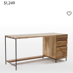 West Elm Solid Wood + Steel Industrial Desk 64” **Half Off Retail**