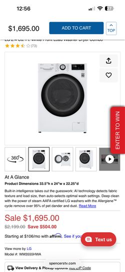 Lg washer/dryer combo with connections