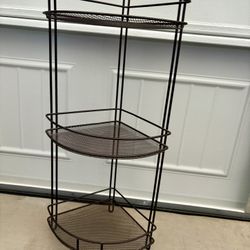 3-Tier Corner Shelf  Metal/Mesh -Dark Brown 
