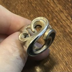Sterling Black Enamel Large Ring size 7.5
