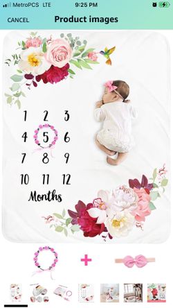 Baby Monthly Milestone Blanket Girl Floral Newborn Month Blanket