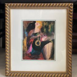 "Note d'Or" Linda Le Kinff (Golden Note) Seriolithograph- 14x16 Gold frame