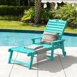 Turquoise Outdoor Chaise Lounge Chair – Adjustable & Rolling