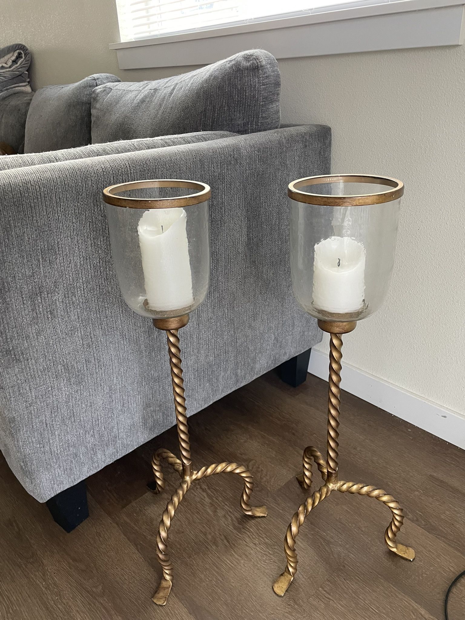 Gold Candles Set Of 2 Holders