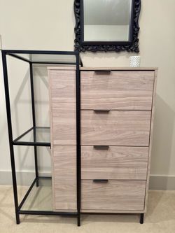 Walker Edison Isabella 4-Drawer Wood & Glass Accent Chest - Birch