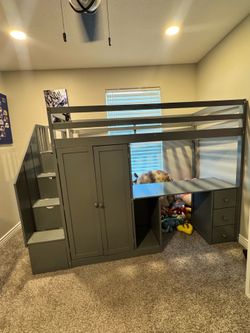 Loft bed with desk