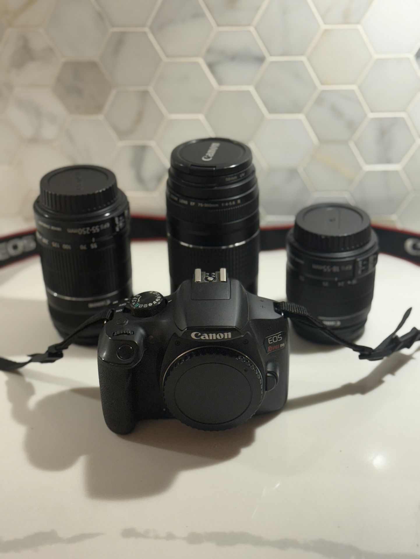 Canon EOS Rebel T6 DSLR with lenses
