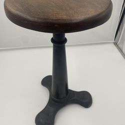 Vintage Antique Singer Sewing Machine Machinist Stool, Adjustable Height Seat