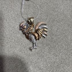 14k Tri Color Rooster  Charm 
