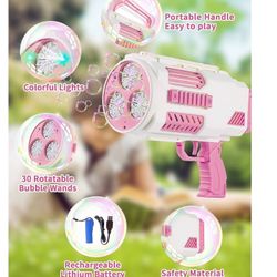 Upgraded Bubble Machine Gun - Auto Bubble Blower, 8000+ Bubbles Per Minute