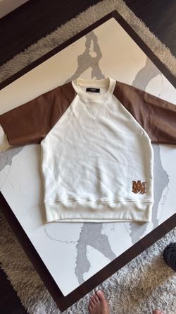 Amiri Leather Sleeve Crewneck