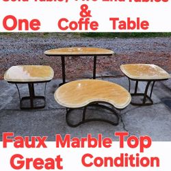 Pre-Owned Faux Marble Top Tables(Good Condition)