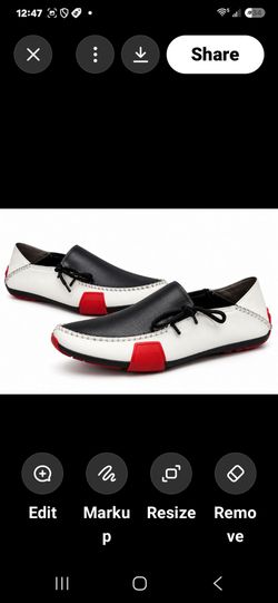 Men's Size 11 Black White Leather Driving Loafers Moccasin Shoes Red Accent