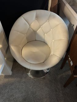 White Leather Vanity Chair