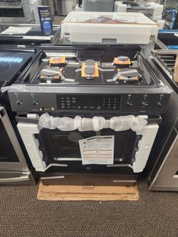 30 in. 5-Burners Slide-In Smart Gas Convection Range in Black Slate with EasyWash Oven Tray And No-Preheat- Air Fry
